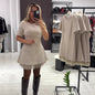 Women's Round Neck Short Sleeve Rhinestone Slimming Lace Trim Dress