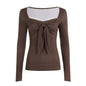 Cute Polka-Dot Retro Elegant Slim-Fit Base Top For Women