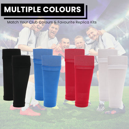 Adults Red Football Leg Sleeve Socks Compression Support Fits Over Shin Pads Breathable & Secure for Training Running by Sock Stack