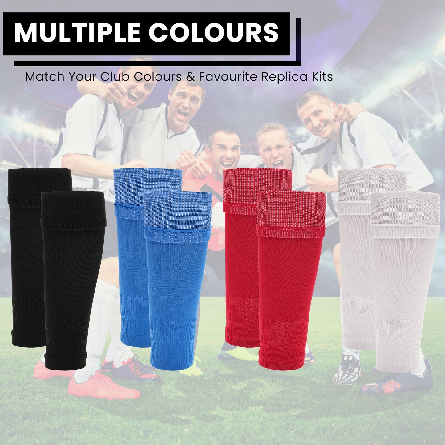 Adults White Football Leg Sleeve Socks Compression Support Fits Over Shin Pads Breathable & Secure for Training Running by Sock Stack