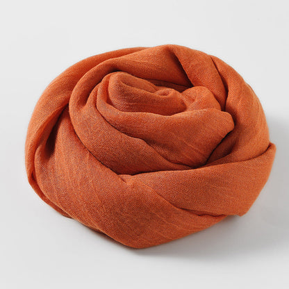 Artistic Sunscreen Solid Color Cotton And Linen Scarf