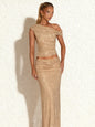 Full-diamond Two-piece Set Asymmetrical One-shoulder