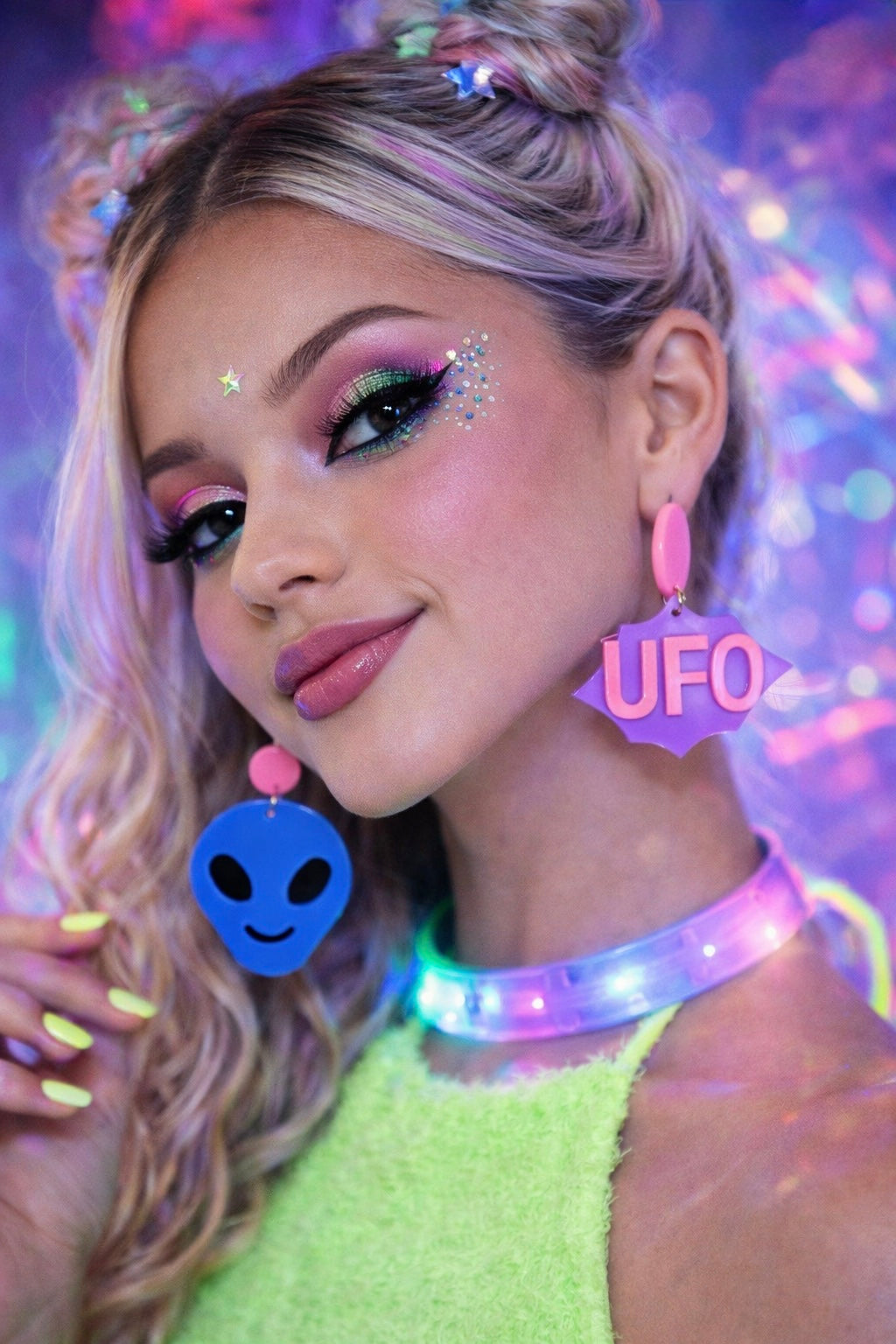 Alien UFO Earrings UK – Festival Rave Statement Drop Earrings (Cute Space Jewellery)