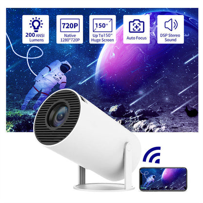 4K Portable Mini Projector - 180° Auto-Focus Home Cinema Projector with HD 1080P Support | Compact Smart Video Projector