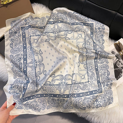 Women's Retro Printed Korean-Style Fashionable All-Match Professional Silk Scarf