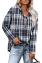 Women's Top V-neck Buttons Long-sleeved Sweater Shirt