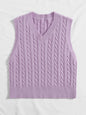 SpringSummer Knitted Cabled Vest Pullover With V-Neck