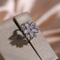 Fashion Jewelry Zircon Women Necklace Ring Double Layers Flower Cubic Zirconia Jewelry Shiny Simple All Match Stud Earrings Ring Necklace For Wedding