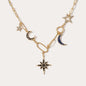 Fashion Jewelry Copper-plated Real Gold Necklace Fashion Design Star And Moon Rhinestone Alloy Necklace