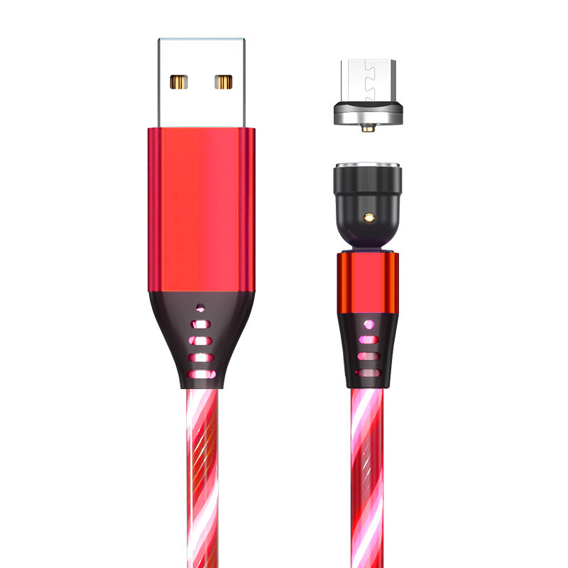 540° Rotating LED Magnetic Charging Cable - 3A Fast Charge for iPhone, USB-C & Micro USB