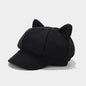 Retro Woolen Peaked Cap Women's Solid Color Painter Cap Tide