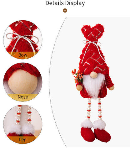 Decorative Sequins Plush Bonnet Valentine's Day Gift Dwarf Doll Pearl Hanging Leg Doll