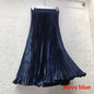 Draped Elastic-waist Versatile Figure-flattering Sophisticated Elegant Solid-color Maxi Skirt