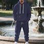 Men's Loose Sports And Leisure Suit Sweater Fleece-lined Hoodie Set Zipper Multi-Pocket Pullover Men's Sports Casual Top Two-piece Set