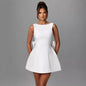 Fashion Big-Bowed Pearls Backless Dress Summer Slim Sleeveless A-line Dresses For Party Evening Women's Clothing