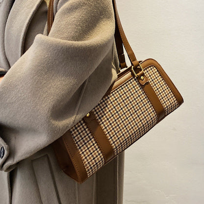 Fashion Women's Simple Houndstooth One-shoulder Armpit Bag