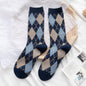 AutumnWinter Diamond-Patterned Women's Mid-Calf Socks
