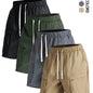 4pcs Men's Casual Cargo Shorts with Elastic Drawstring Waist & Multiple Pockets - Lightweight Summer Non-Stretch Fabric, Regular Fit