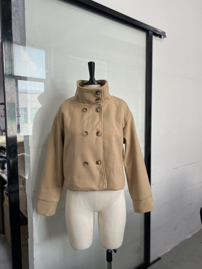 Commuter's All-matching Stand Collar Breasted Woolen Coat