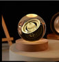 3D Crystal Ball Night Light - USB Powered Projection Lamp with Wooden Base | Moon, Ferris Wheel & Forest Designs
