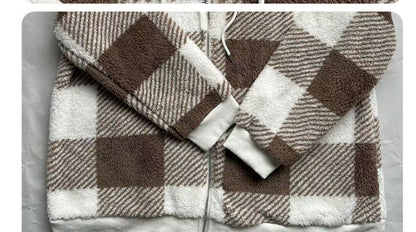 Sweater Hooded Plaid Plush All-matching