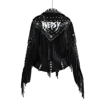 Black Street Hipster Jacket Slim Fit European And American Motorcycle Suit