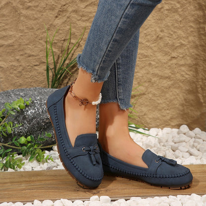 Women's Round Head Loafers Fashion Non-slip Soft Comfortable Flats Shoes