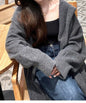 Korean Style Idle Style Hooded Long Below The Knee Knitted Cardigan For Women