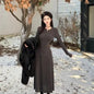 Slim-fit Temperament Pure Color Bottoming Skirt V-neck Knitted French Midi Skirt