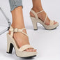 Women's Block Heeled Sandals, Fashion Buckle Strap Summer Shoes Women's Comfortable Sandals