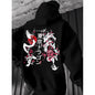 Japanese-style Pattern Hoodie, Light Gray Pullover