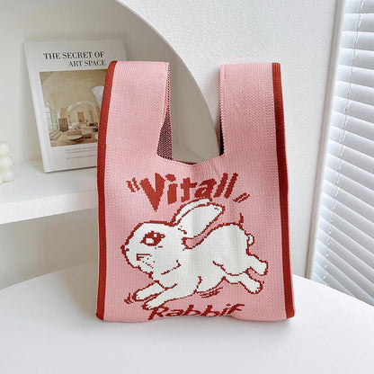 Rabbit Knitted Shoulder Bag Large Capacity Tote