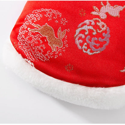 Autumn And Winter New Year's Clothes For Cats And Dogs, Festive Chinese-style Brocade Two-legged Cotton-padded Jackets, Blue Cat And Kitten Tang Suits And Vests