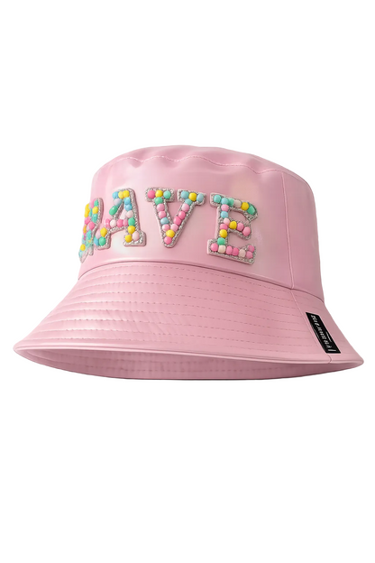 Handmade Baby Pink Metallic Rave Bucket Hat – Festival Statement Hat