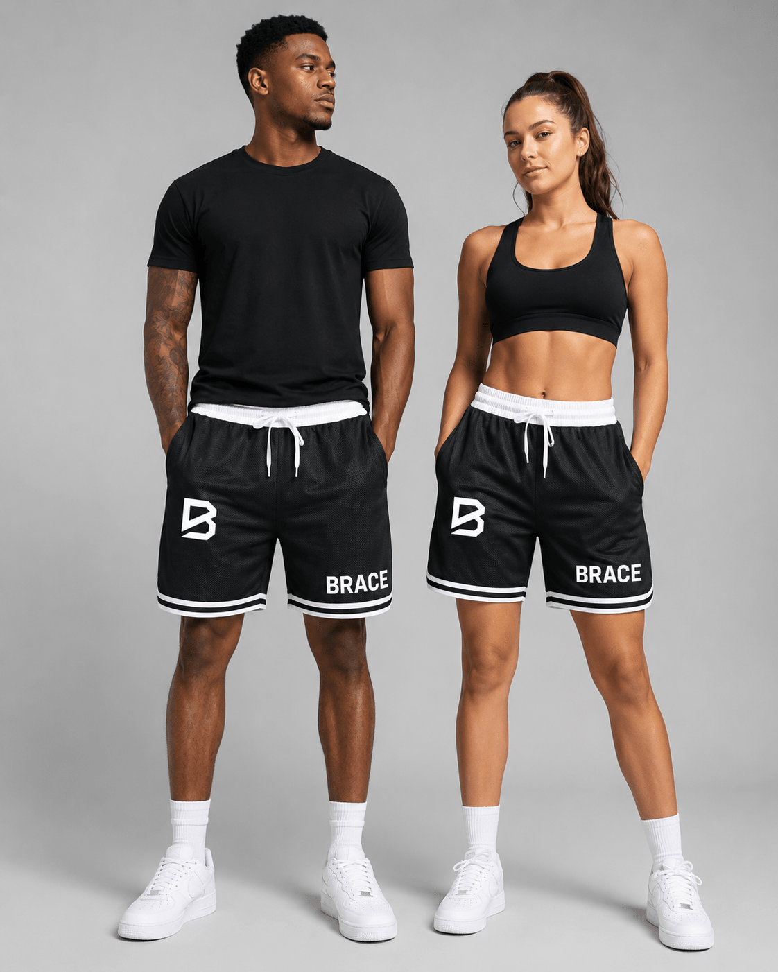 Basketball Shorts with Pockets — Loose-Fit Stripe Trim Gym Shorts | BRACE