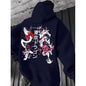 Japanese-style Pattern Hoodie, Light Gray Pullover