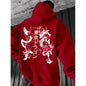 Japanese-style Pattern Hoodie, Light Gray Pullover
