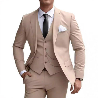 Men's Premium Slim Fit 3-Piece Business Suit - Formal Wedding Banquet Tuxedo Set