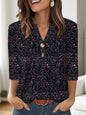 Casual Printed V-neck Top T-shirt Women's Clothing