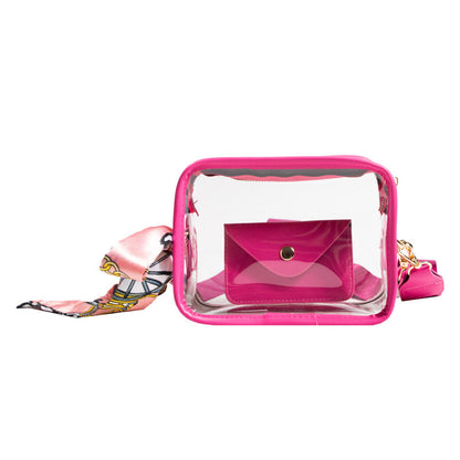Women's Wide Shoulder Strap PVC Crossbody Transparent Bag