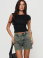 Street-style Washed Workwear Women's Denim Straight-leg Shorts