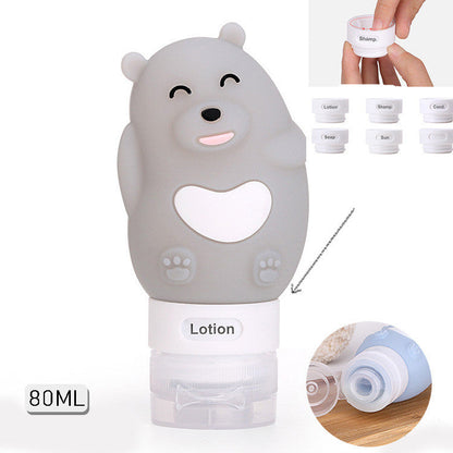 Portable Cute Cartoon Bear Penguin Animal Silicone Travel Case Organizer Shampoo Shower Gel Lotion Storage Refillable Bottle