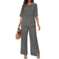Elegant And Fashionable Casual Button Half-sleeve Shirt Loose Two-piece Set