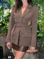 Cutout Open Back Lace-up Blazer