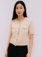 Ladies Short Sleeve Button Cardigan