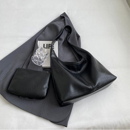 Faux Leather Shoulder Bag Wallet Set