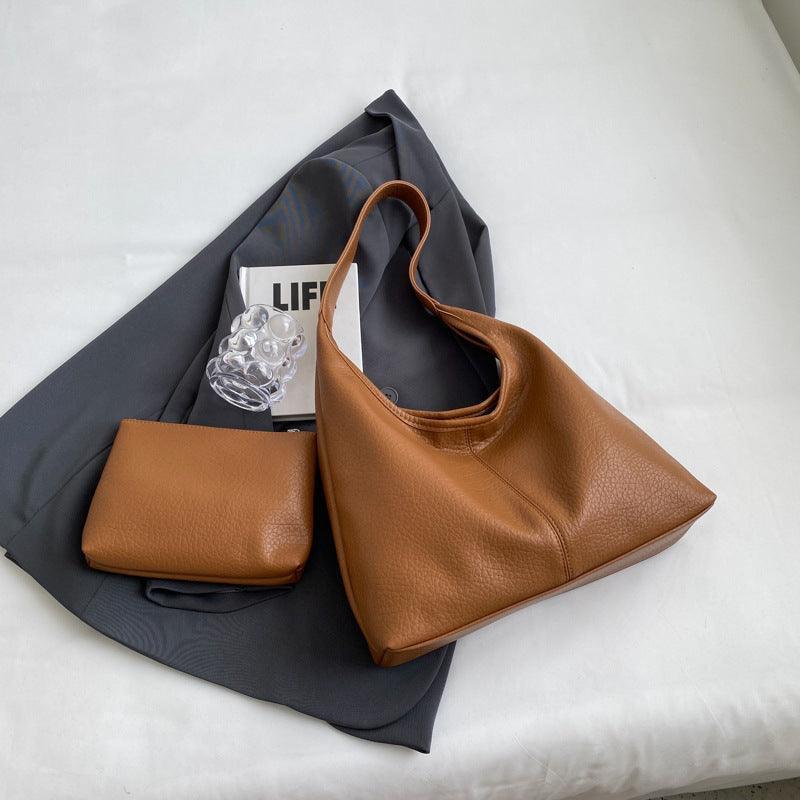 Faux Leather Shoulder Bag Wallet Set