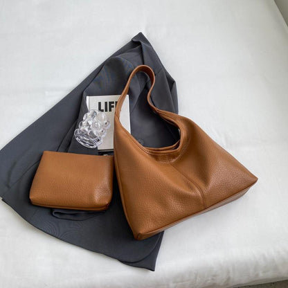 Faux Leather Shoulder Bag Wallet Set