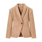 Retro Lapels Suede Waist-controlled Long Sleeves Jacket Coat