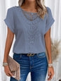 Summer Hollow Out Short-sleeved T-shirt Fashion Ethnic Style Tops Women's Clothing